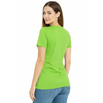 T-shirt Damski limonka dekolt w serek roz. L